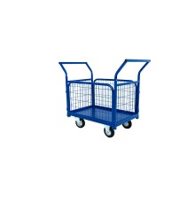 Тележка платформенная TOR ТП-2С (600х900) с бортами из сетки и двумя ручками (колеса 125 мм)