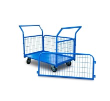 Тележка платформенная TOR ТП-3С (700х1200) с бортами из сетки и двумя ручками (колеса 160 мм)